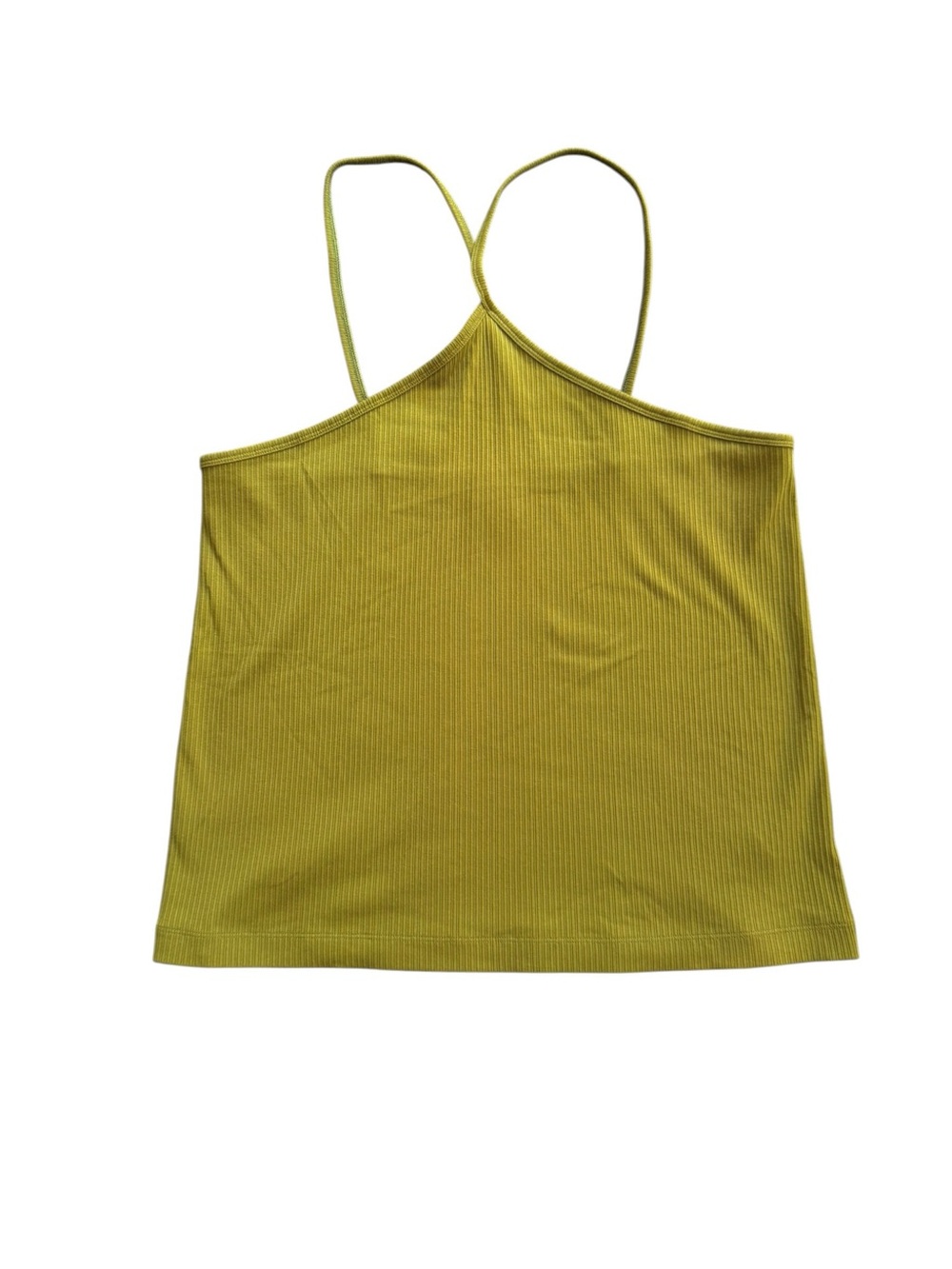 Cabi Olive Green Intersect Ribbed Cross-Strap Halter Tank Top Size Large - Picture 5 of 12